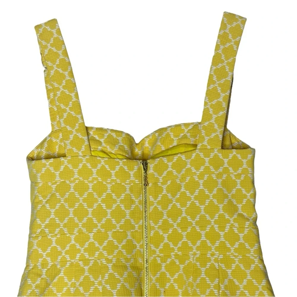Kate Spade New York Hilary Yellow White Quatrefoil Sweetheart Dress Size 2